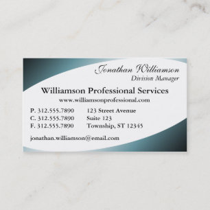 Curved Corners Blue Business Cards