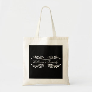 Curved Floral Damask Vintage Personalized Tote Bag