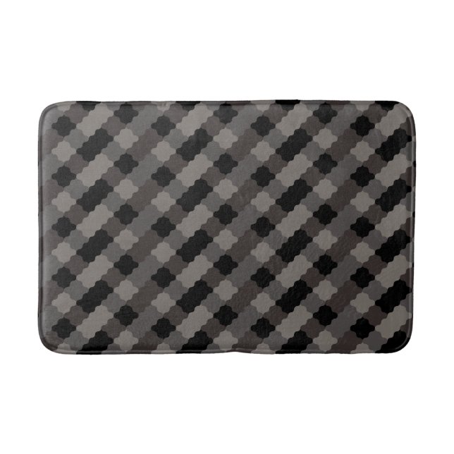 Curved Geometric Tile Pattern Bath Mat  (Front)