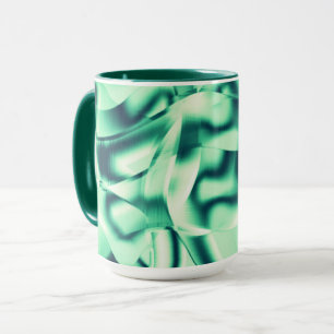 Curved green shapes of acrylic, mint green shades mug