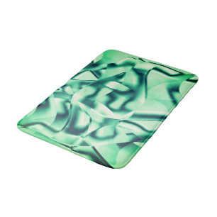 Curved green shapes of acrylic, showy mint tones bath mat