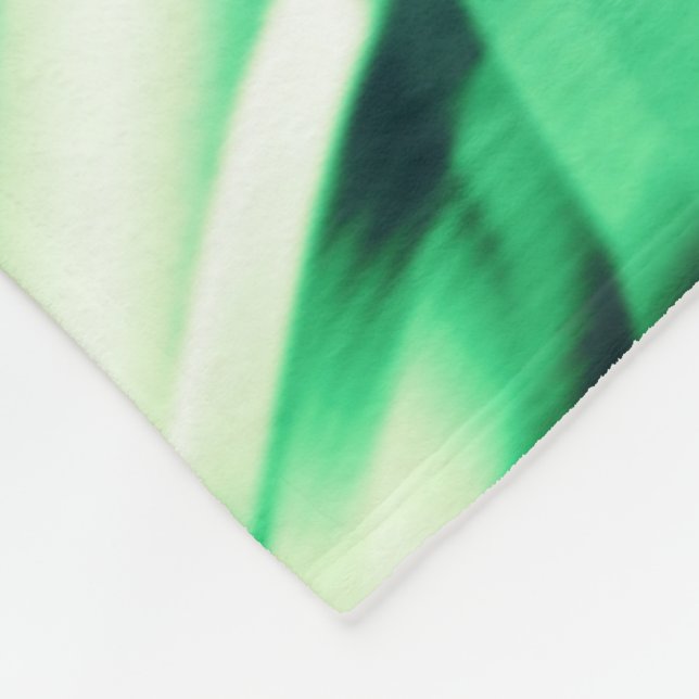 Curved green shapes of acrylic, some mint tones fleece blanket (Corner)