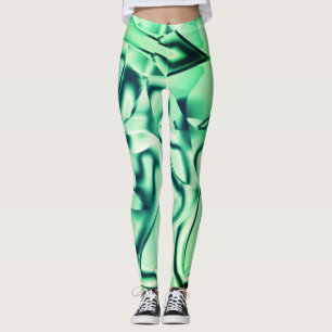 Curved green shapes of acrylic, with mint shades leggings