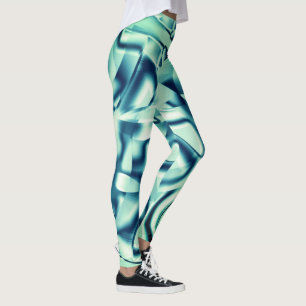 Curved greenish blue shapes, with mint tones leggings