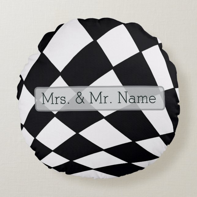 Curved Grid | Modern  Round Pillow (Front)