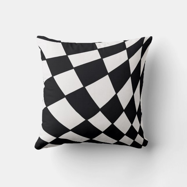 Curved Grid | Modern Throw Pillow (Back)