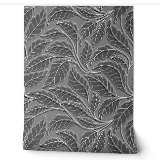 Curved lines Branches Leaves Black G621 Wallpaper