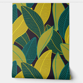 Curved lines Branches Leaves Black G624 Wallpaper