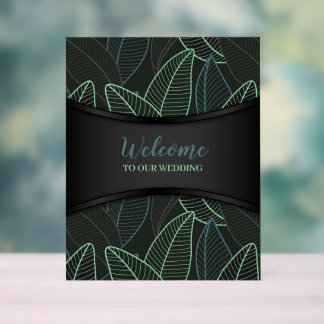 Curved lines Branches Leaves Black G625 Acrylic Sign