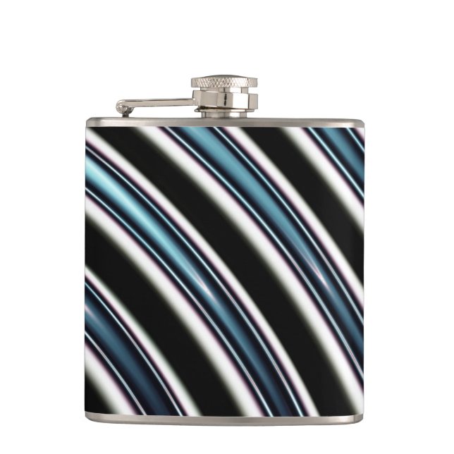 Curved Lines Close Up Of A Fractal Hip Flask (Front)