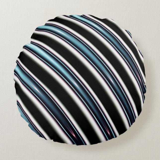 Curved Lines Close Up Of A Fractal Round Pillow (Front)