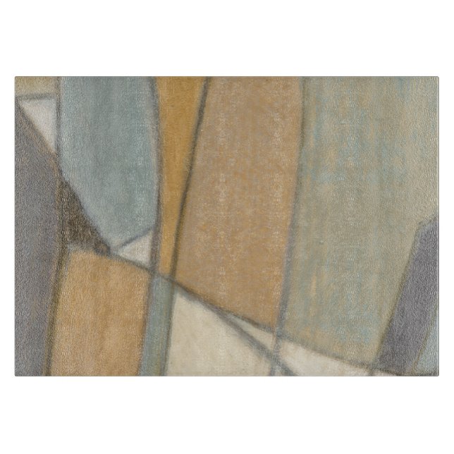 Curved Lines & Muted Earth Tones Cutting Board (Front)