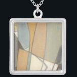Curved Lines & Muted Earth Tones Silver Plated Necklace<br><div class="desc">This amazing print by Norman Wyatt shows a number of geometric shapes created by smooth curved lines and coloured by muted earth tones. A stylish piece that would look great on a number of products. Order yours now!</div>