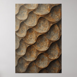 Curved Mosaic Tile Pattern: Earthy Geometry Poster