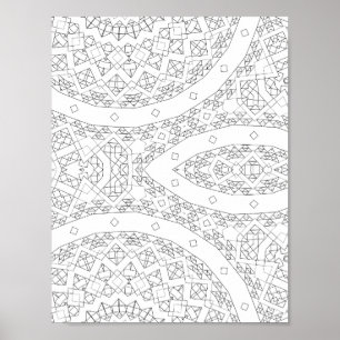 Curved Path Geometric Pattern Colouring Page Art Poster