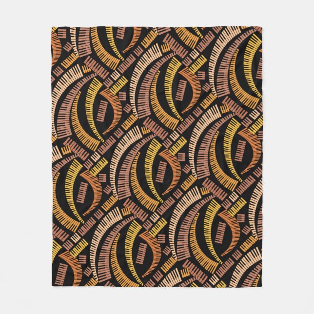 Curved Piano Keys Fleece Blanket (Front)