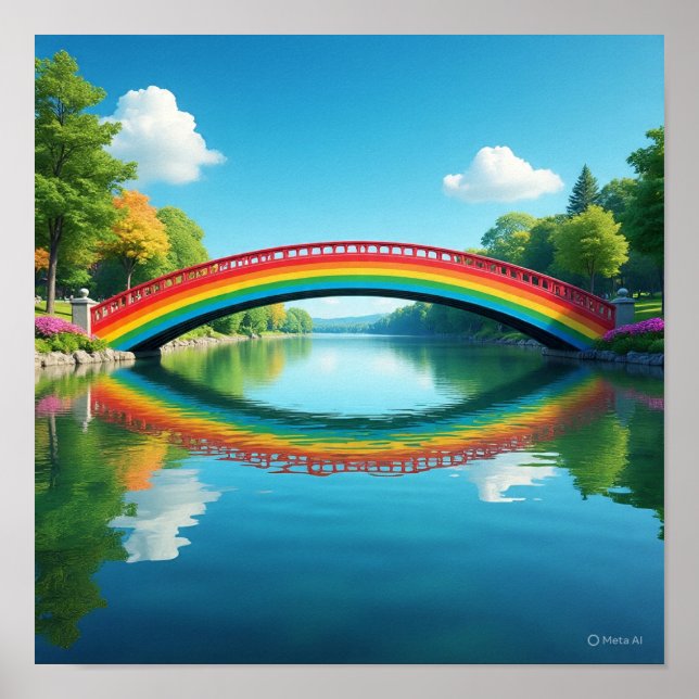 Curved Rainbow Bridge Reflection Poster (Front)