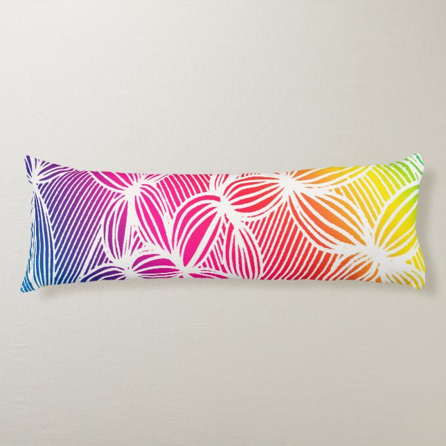 Curved rainbow lines body pillow (Front)