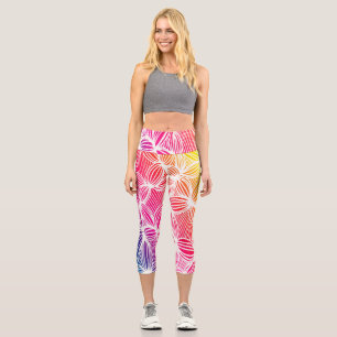 Curved rainbow lines capri leggings