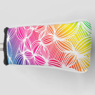 Curved rainbow lines golf head cover