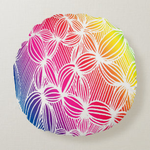 Curved rainbow lines round pillow