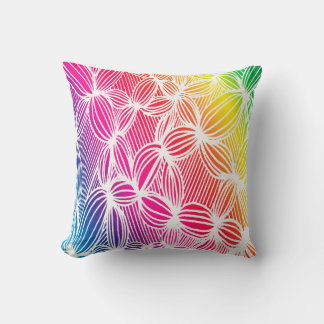 Curved rainbow lines throw pillow