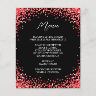 Curved Red Glitter Black Menu