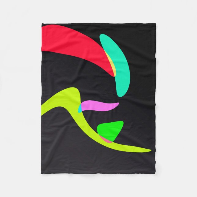 Curved shapes fleece blanket (Front)