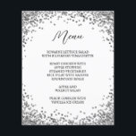 Curved Silver Glitter White Menu<br><div class="desc">A circular border of faux silver glitter against a customizable solid white background colour.
A minimalist menu text design for your special event or wedding.
The faux glitter prints like a photo on these budget menus.</div>