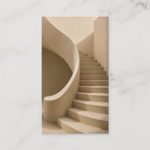 Curved Staircase Minimalist Beige Business Card