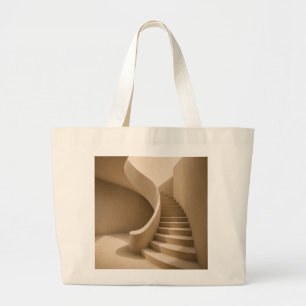 Curved Staircase Minimalist Beige Tote Bag
