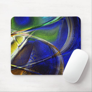 Curved strokes over sepia to green and blue rind t mouse pad