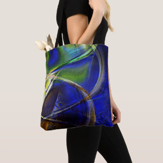 Curved strokes over sepia to green and blue rind t tote bag