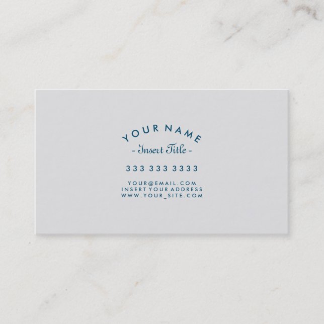 Curved Text Professional Ocean Blue Light Grey Business Card (Front)