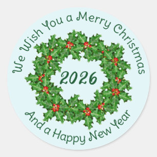 Curved Text White Christmas Envelope Seal