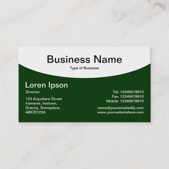 Curved Top - Dark Forest Green Business Card (Front)