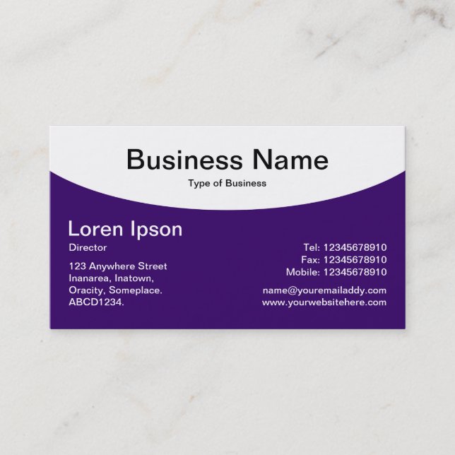 Curved Top - Deep Purple Business Card (Front)