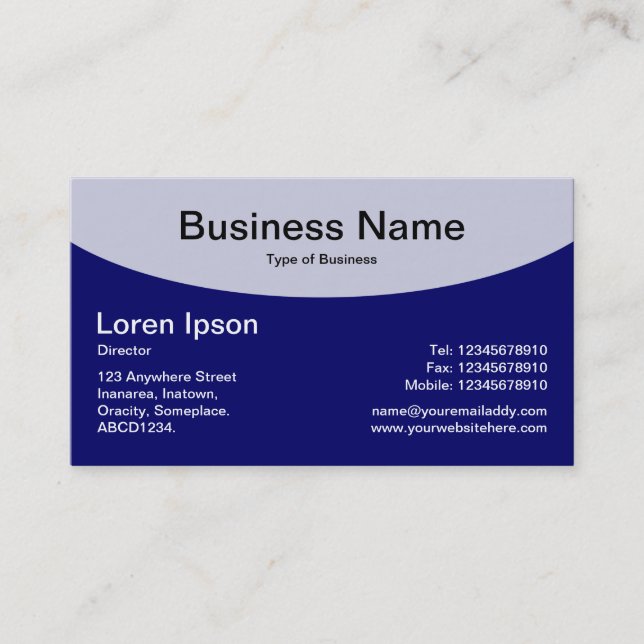 Curved Top v2 - Deep Navy Business Card (Front)