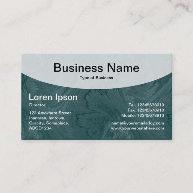 Curved Top v3c - Dark Moss Green Business Card (Front)