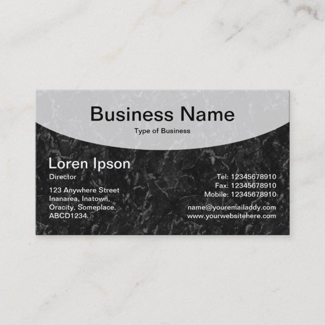 Curved Top v3d - Black Business Card (Front)