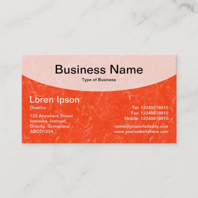 Curved Top v3d - Red Orange Business Card (Front)