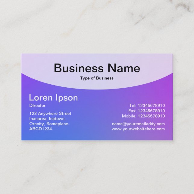 Curved Top v4d - Soft Gradients Business Card (Front)