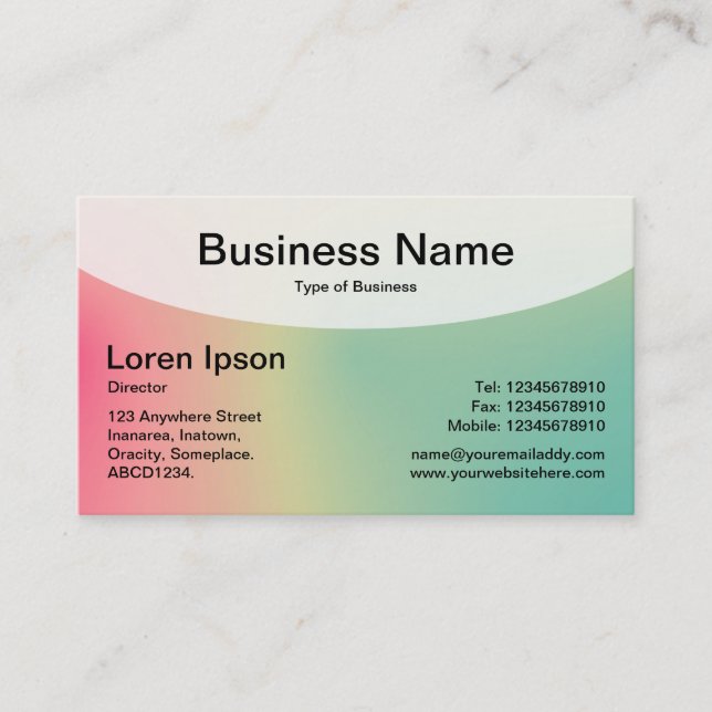 Curved Top v4d - Soft Gradients Business Card (Front)