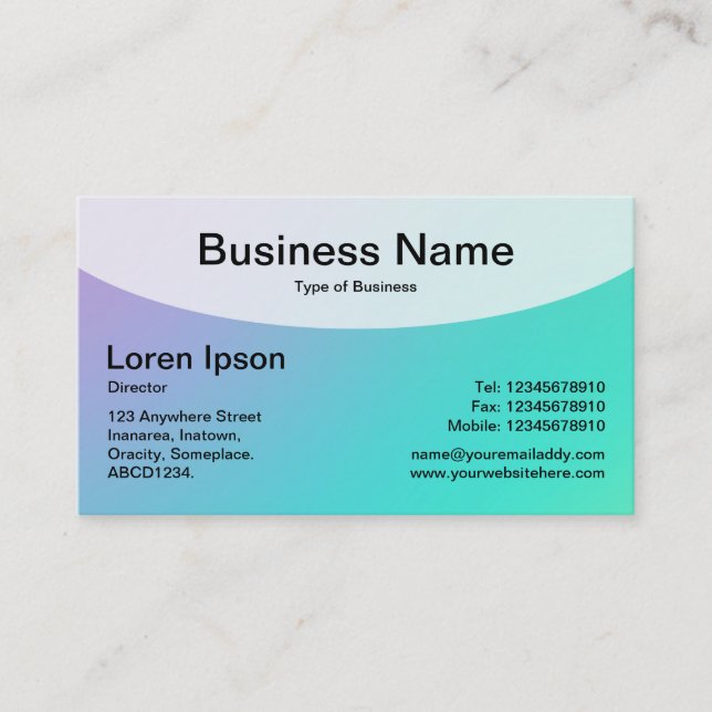 Curved Top v4d - Soft Gradients Business Card (Front)