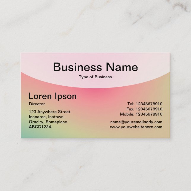 Curved Top v4d - Soft Gradients Business Card (Front)
