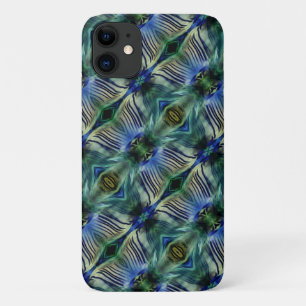 Curved transverse stripes in showy green and blue iPhone 11 case