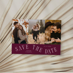 Curved Typography Multi Photo Cranberry Save The Date