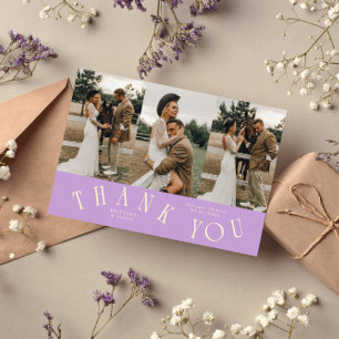 Curved Typography Wisteria Wedding Multi Photo Thank You Card