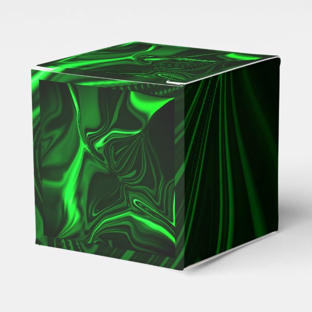 Curves and folds green nickeled on dark background favor box (Front Side)