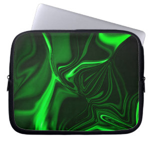 Curves and folds green nickeled on dark background laptop sleeve